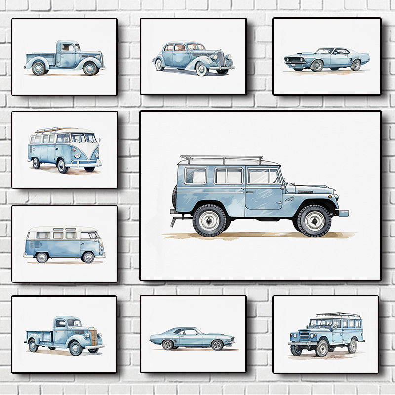 Lighting Decoration Ideas - Clássico luz azul carro veículo aquarela