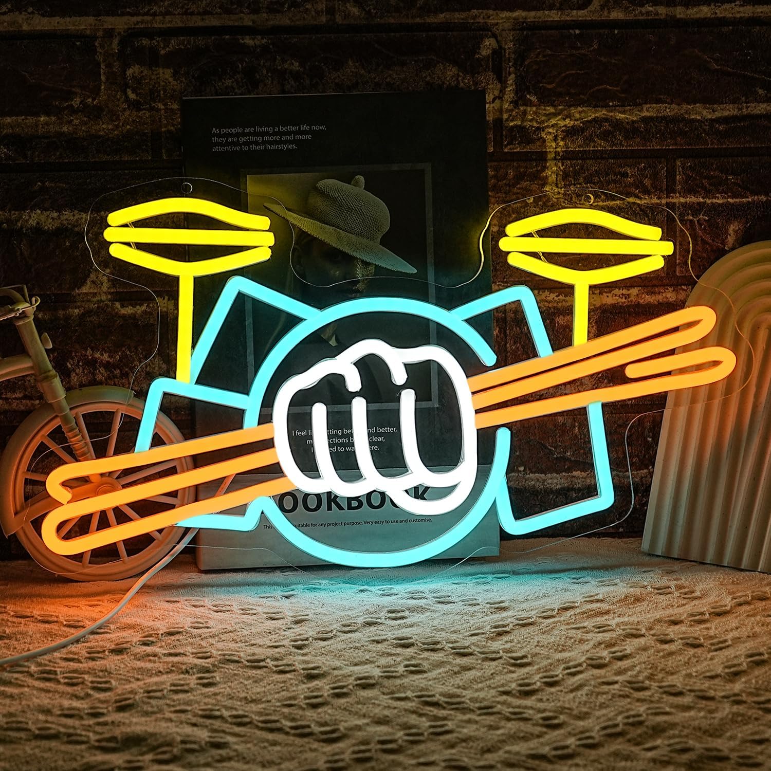 Lighting Decoration Ideas - Letreiro Neon de Bateria Musical com
