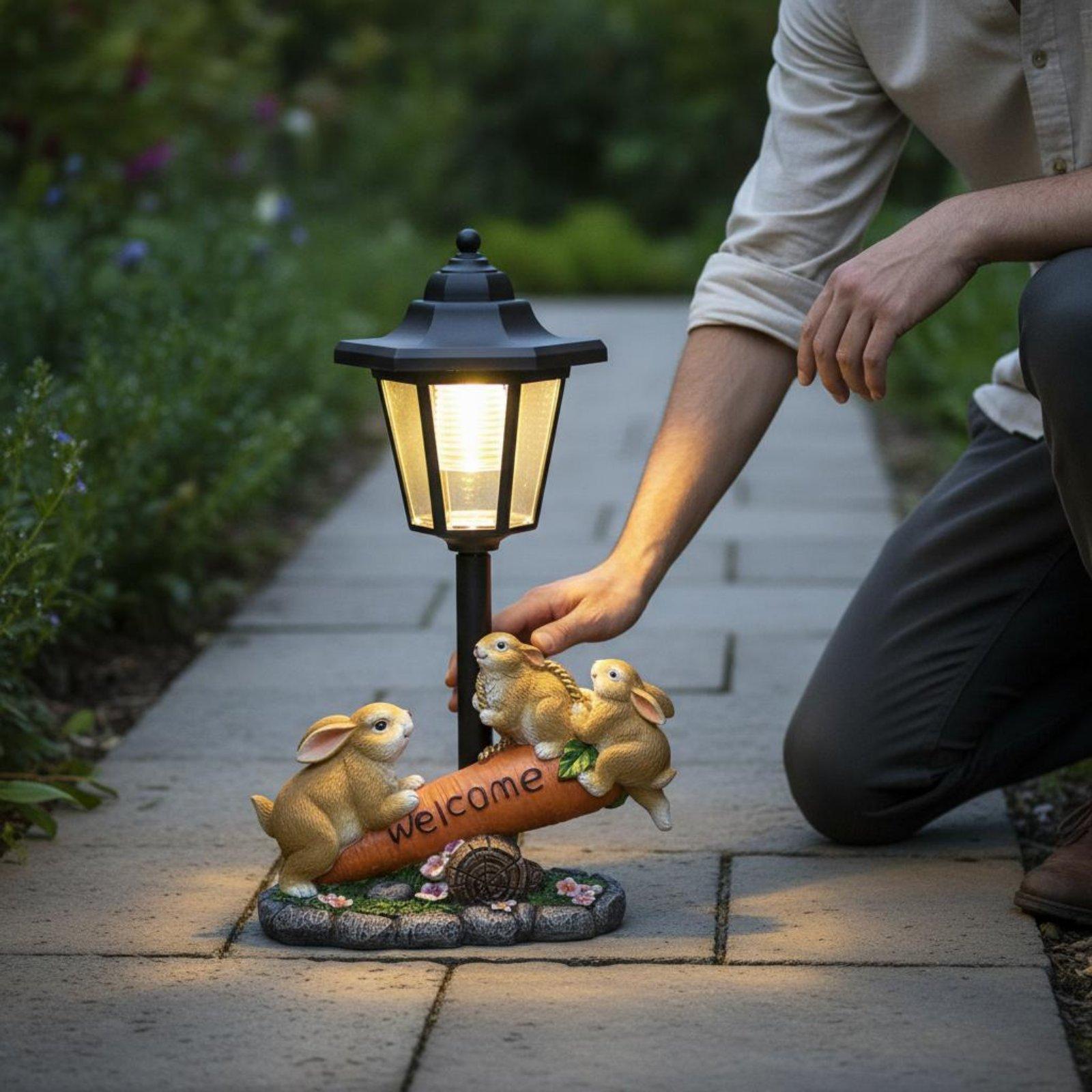 Lighting Decoration Ideas - Estátua de Coelho Solar Decorativa, Luz