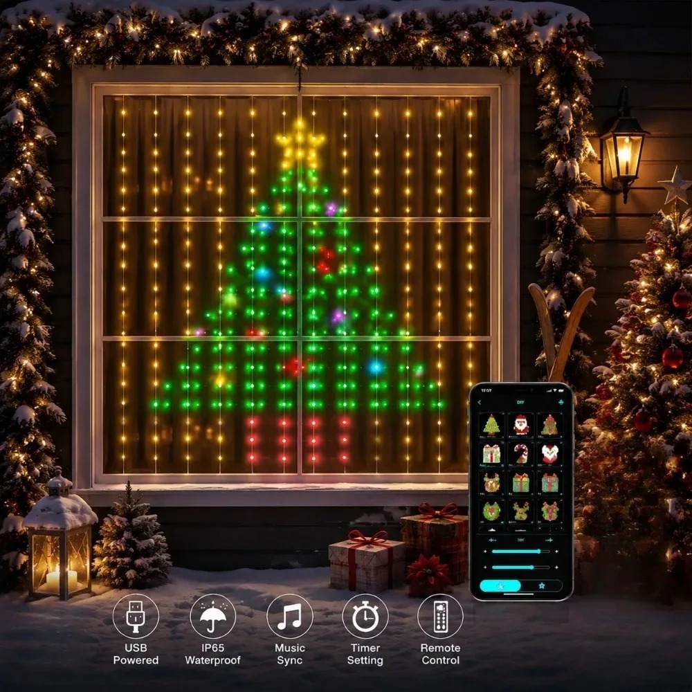 Luzes de Cortina de Natal LED  - Lighting Christmas Decor avaliação e preço